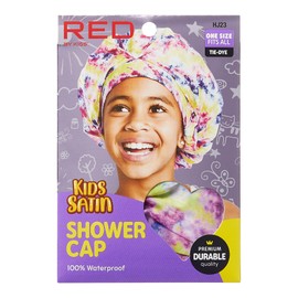 Red by Kiss Kids Shower Cap Reusable Waterproof Washable Hair Caps for Kids Shower Caps for Boys and Girls (Tie-Dye)