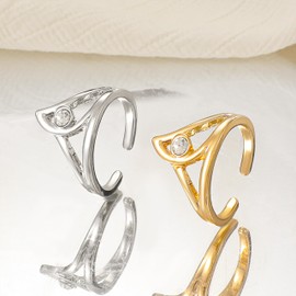 Long tiantian 2Pcs Crystal Triangle Rings for Women