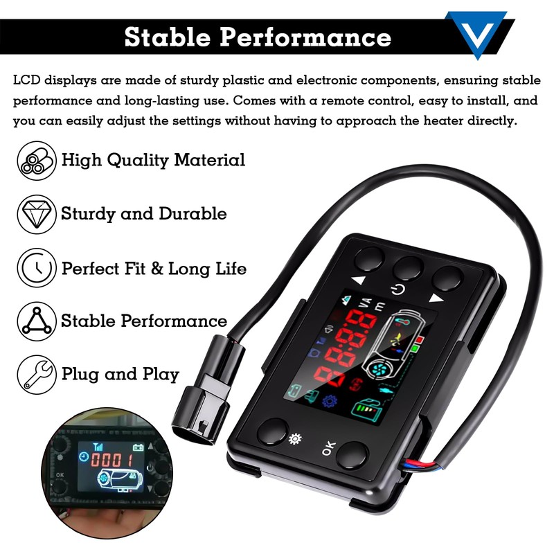 Universal 12V/24V Diesel Air Heater Controller with LCD Display and