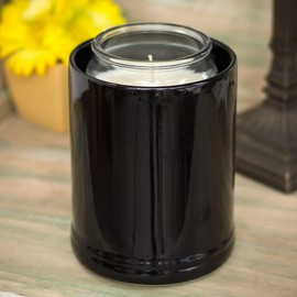 Elanze Designs Glossy Black and Marbled Ceramic Stoneware Electric Large Jar Candle Warmer Set of 2