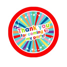 Birthday Thank You Stickers Thank You for Coming to My Party Stickers for Sweet Cone Bags Favours Bright Fun - Red