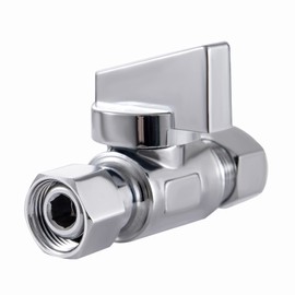 reezliy 2 Pack Chrome Brass 3/8" Comp FIP x 3/8 Inch Compression MIP Quarter Turn Water Straight Angle Stop (Add on) Valve for sink or toilet,water supply