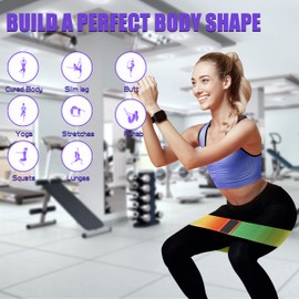 Uten Resistance Bands for Working Out, 3 Levels Exercise Band, Anti-Slip & Roll Elastic Workout Booty Bands for Women, Portable Resistance Band, Squat, Glute, Hip Training