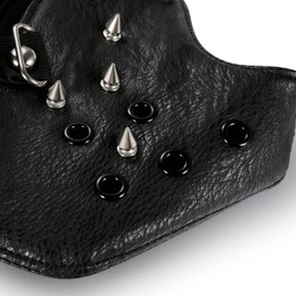 JewelryWe Jewellery Gotic Punk Motorcycle Mask Balaclava Ski Mask Half Face Mask Cosplay Leather, Base Metal, #2 Black