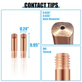 AZZUNO MIG Welding Gun Kit, Gas Nozzles*2+.030" Contact Tips*2+.035" Contact Tips*2, Fit for 14AK/15AK Welding Torches