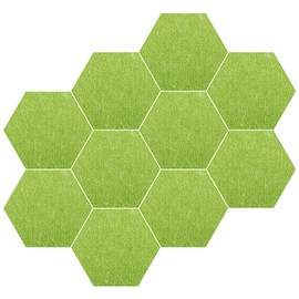 Set of 10 Hexagon Felt Pin Board Tiles + 50 Push pins, 6 x 5.2 x 0.44 inch, Notice Memo Bulletin Boards with Push Pins for Home Decor and Office, Decorative Pinboard for Kids