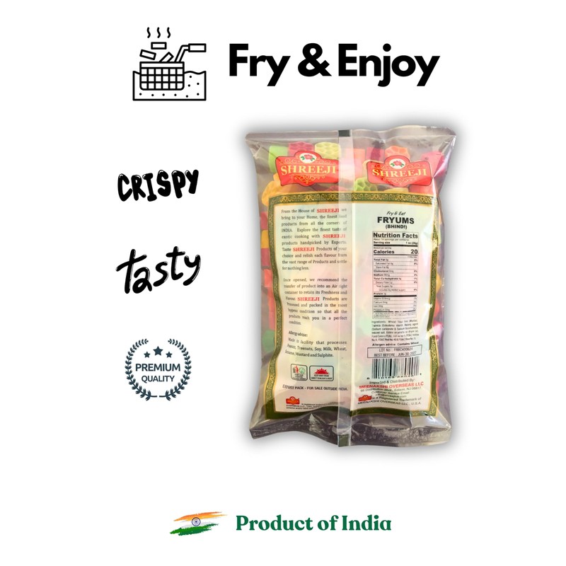 Shreeji Bhindi Colored Fryums 400g (14 Oz) *Fry & Eat*