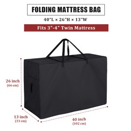Guisong Folding Mattress Storage Bag, Carry Case for Tri Fold Mattress with Zipper, Foldable Memory Foam Mattress Carrying Case Fits 3-4 inch Twin Trifold Mattress