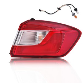 G-PLUS Tail Light w/Bulbs & Wiring Harness Red Lens Compatible with Chevy Cruze LS LT LTZ Premier 4-Door Sedan 2016 2017 2018 2019 Rear Brake Lamp Chrome Housing Right Passenger Side
