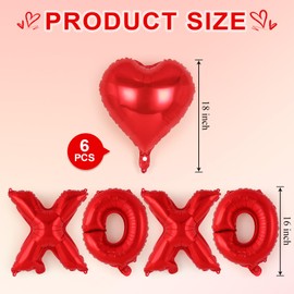 16 Inch XOXO Balloons,18 Inch Heart Balloons Valentines Day Balloon, Love Foil Balloon Banner for Wedding Engagement Galentines Day Bridal Shower Decor