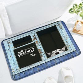 UPUMKSK Funny Dog Bath Mat Cute Husky Behind The Window Rustic Farmhouse Wooden Country Lovely Animal Pet Lover Decor Bathroom Rug Floor Mat