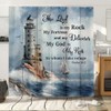 Bzhilja Ocean Lighthouse Shower Curtain, Coastal Nautical Sunrise Beach Seascape