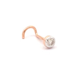 Natural 2.4MM (0.04ct) Diamond 14K Rose Gold Nose Ring - Lip Labret Monroe Stud, Wire, 16 Gauge