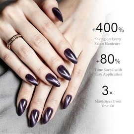 30 Uñas postizas almendradas medianas estilo ojo de gato con acabado brillante 3D, reutilizables, disponibles en 15 tamaños. Uñas postizas hechas a ma
