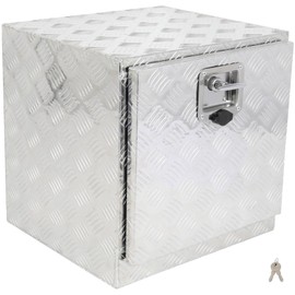 SCITOO 18 Inch Aluminum Truck Bed Tool Box,Heavy Duty Diamond Plate Trailer Tool Box with Lock Keys,Tool Storage Organizer Chest for Pick up,Truck Bed,ATV,RV TrailerWaterproof Silver 18X17X18