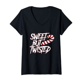 Womens Sweet But Twisted Funny Candy Cane Peppermint T Shirt V-Neck T-Shirt