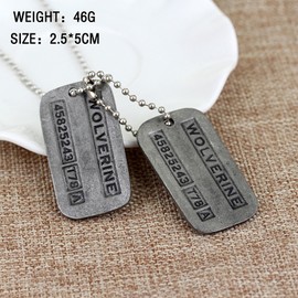 Double Sided Dog Tags on 20 Inch Chain for Costume Cosplay Props Military Dog Tags Stainless Steel, silver