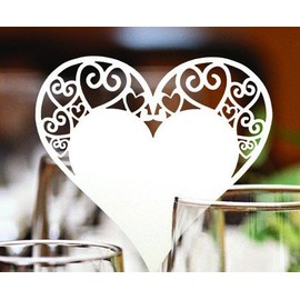 Musuntas 50 Stück weiß Herz Motive Namenskärtchen / Platzkarte / Namensschild / Sitzkarte / Namenskarte / Tischkarte / Tischkärtchen für Hochzeiten Feste oder Partys