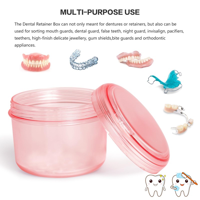Uouovo Leak Proof Denture Bath Cup Large Denture case Retainer