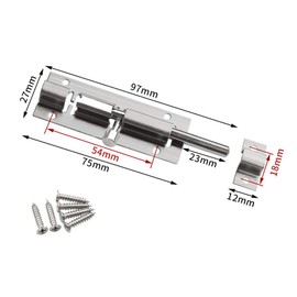 Udewo 2 Sets Door Lock Bolt, 3 Inch Stainless Steel Door Security Slide Latch Lock Cupboard Bolt Barrel Sliding Lock Bolt Lock Internal Door Latch with Screws for Garden Shed Internal Doors