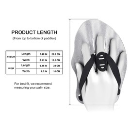 SantTop Contour Swim Paddles Hand, Swim Training Hand Paddles with Adjustable Straps, Swimming Hand Paddles for Women and Men, Color Black, black