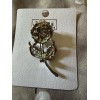 Nicole Rose Petal W/White Rhinestones Silver Plated Brooch