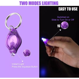 Unbranded UV Blacklight Mini Keychain Ultraviolet LED Currency Test Uranium Glass 2pcs