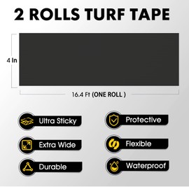 2 Roll Football Turf Tape for Turf Burn - 4 Inches Wide Kinesiology Tape Uncut Design for Arm, Knee, Shoulder, Ankle, and Back - Black and White Athletic Sports Tape - 4 in x 16.4 Ft for Each Roll