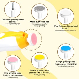 Baby Nail Trimmer Electric, 6 in 1 Baby Nail File Clippers Infant Grooming Kit Manicure Set for Toddler or Adults, Yellow