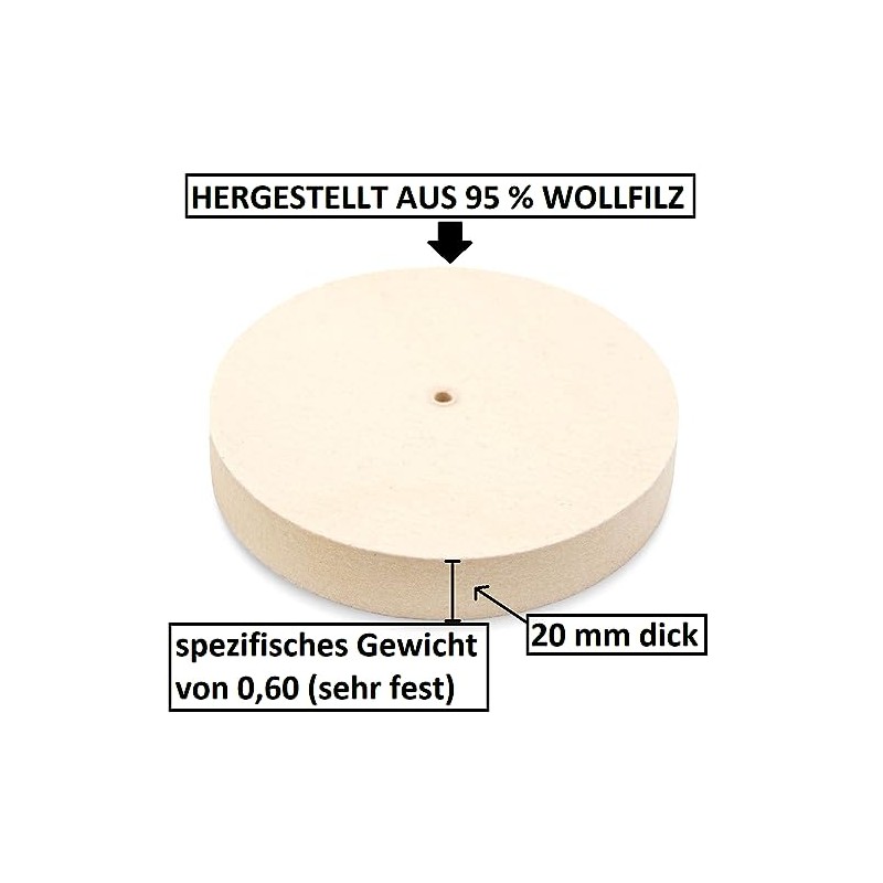 Polishing Wheel for Felt Sanding Block (95% Wool) with Hole,