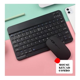 Cuifati Kabellose Bluetooth-Tastatur-Maus-Kombination, Ultradünne Tastatur mit 1600 DPI und Ergonomische Maus, Kompatibel mit Mobiltelefonen, Computern, Tablets (Schwarz)