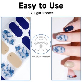 DUKASOU Nail Stickers,28 pcs Gel Nail Strips, Nail Gel Stickers Work with Any UV Lights, Long-Lasting Nail Wraps for Women, Nail Polish Stickers Easy to Apply & Remove