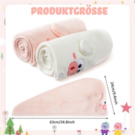 Tatuo Pack of 2 Microfibre Hair Towel Wraps Absorbent Hair Towel Quick-Drying Hair Turban Anti Frizz Hair Towel Hair Drying Towel for Women (White, Light Pink, Pig)