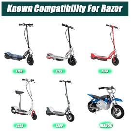 24V Electric Scooter Charger Compatible with Razor E300, E200, E100, PR200, MX350,Sports Mod, Pocket Mod, Dirt Quad, 3 Prong Inline Female Battery Power Cord with LED Light