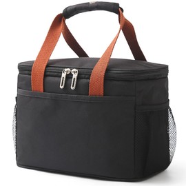 Insulated Lunch Bag with Bottle Holder, Cool Lunch Box for Women Men, Reusable Lunch Bag, Leakproof Thermal Insulation Aluminum Lining Lunch Tote, Insulated Bento Box for Work School Picnic (Black)