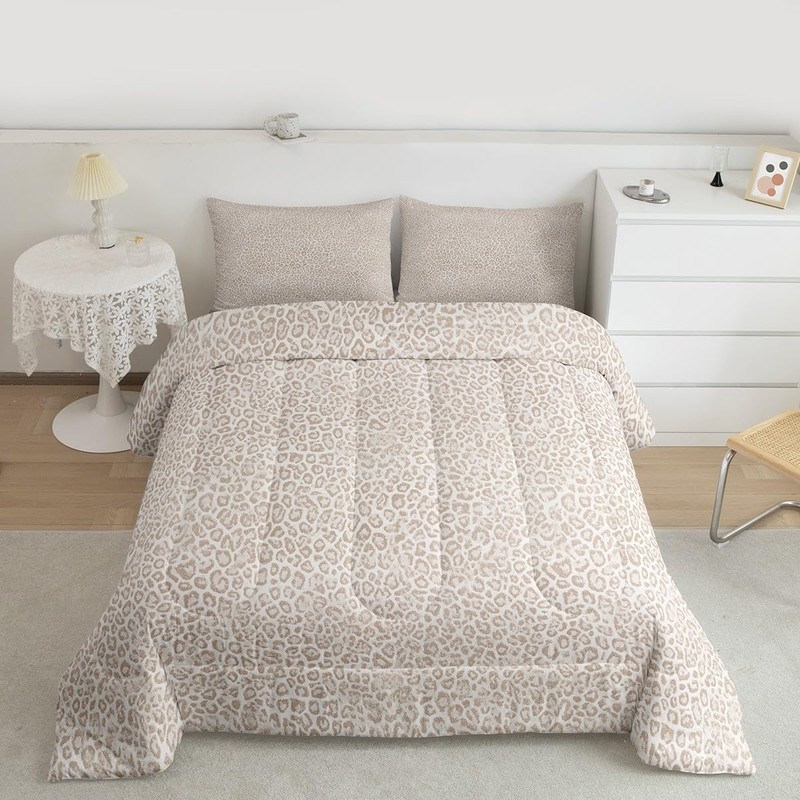 jejeloiu Leopard Print Bedding Set Soft for Boys Girls, Cheetah