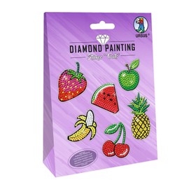 Ursus 43500004 Diamond Painting Fruits, Stickers with Sparkling Diamonds, Set of 2 Sticker Sheets in Various Designs, Diamond Stones, Picker, Wax and Bowl, Includes Instructions (English language not