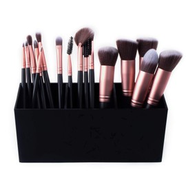 Super Z Outlet Cosmetic Makeup Organizer for Lipstick, Eyeliner Brushes, Lip Pencil Display Rack 3 Slot Vanity Top Holder (Black Gold)