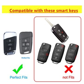 QIXIUBIA for Volkswagen Key Fob Cover Keyless Remote Smart Key Fob Shell with Keychain Fit for VW Volkswagen Atlas Jetta Passat Arteon Tiguan (Pink-Silver)