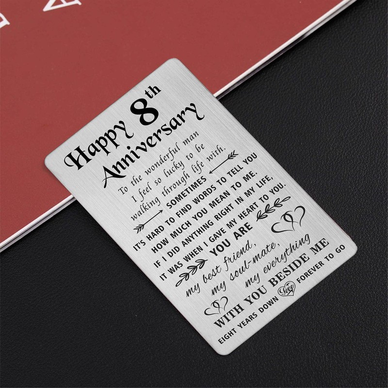 TANWIH 8 Year Anniversary Card Gifts for Husband Him, Happy