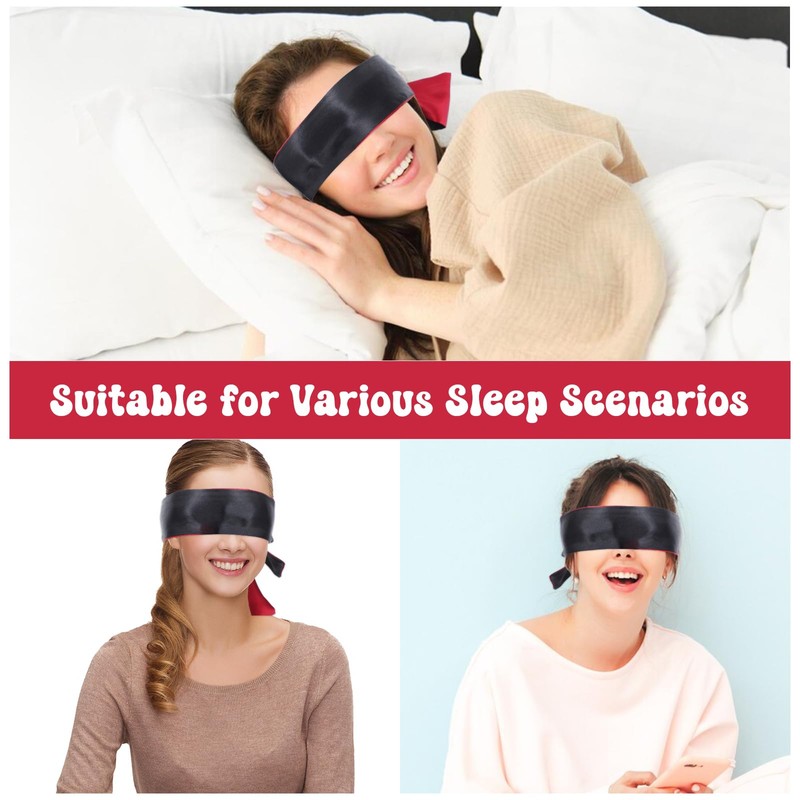 Wanmu 2Pcs Satin Sleep Mask, Adjustable Travel Nap Night Eye