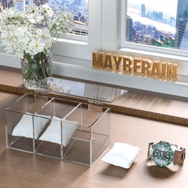 MaybeRain 3 Slot Watch Box，Men Acrylic Watch Case, Premium Acrylic Watch Organizer,Clear Watch Display Case,Watch Storage for Men Women, Oak