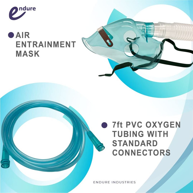 Endure Adjustable Adult Elongated Oxygen Venturi Mask with Accessories, X-Large