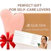 Herramienta facial Gua Sha de cuarzo rosa, cristal en forma