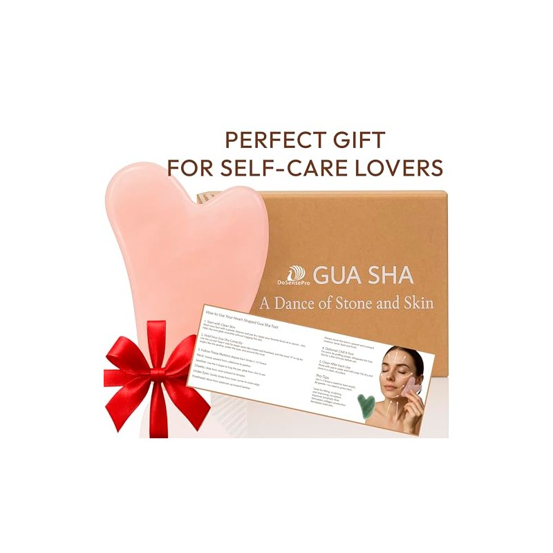 Herramienta facial Gua Sha de cuarzo rosa, cristal en forma