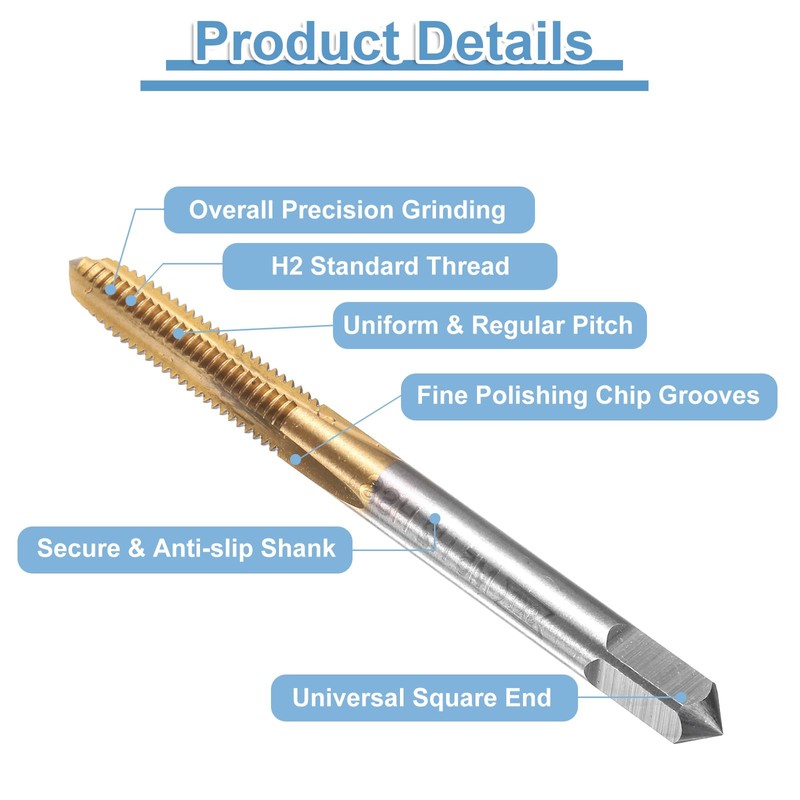 sourcing map 3pcs Straight Flute Thread Tap, M5 x 0.8