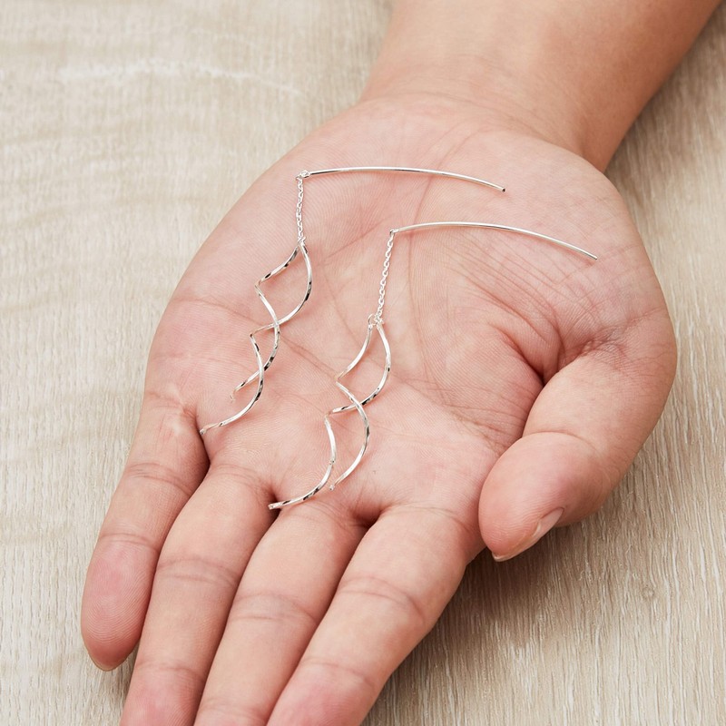 Philip Jones Silver Plated Spiral Thread Earrings