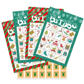Hohomark Christmas Bingo Cards 26 Players Christmas Party Supplies for Kids Adults Christmas Bingo Card for School Classroom Home Family Activities Christmas Party Supplies