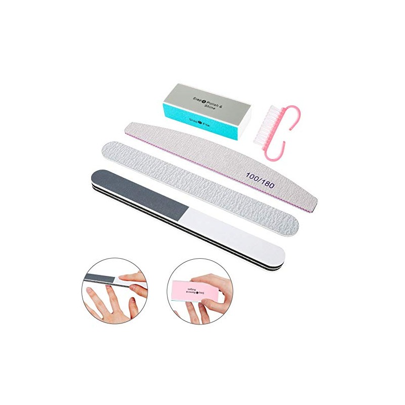 Herramienta de manicura, 5pcs/Set Limas de uñas Cepillo de polvo