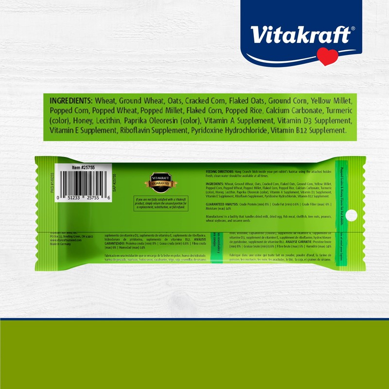 Vitakraft Rabbit Popped Grains & Honey Treat Sticks 2 Pack,
